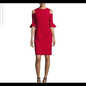 Teri Jon sheath cold shoulder dress size 12 red